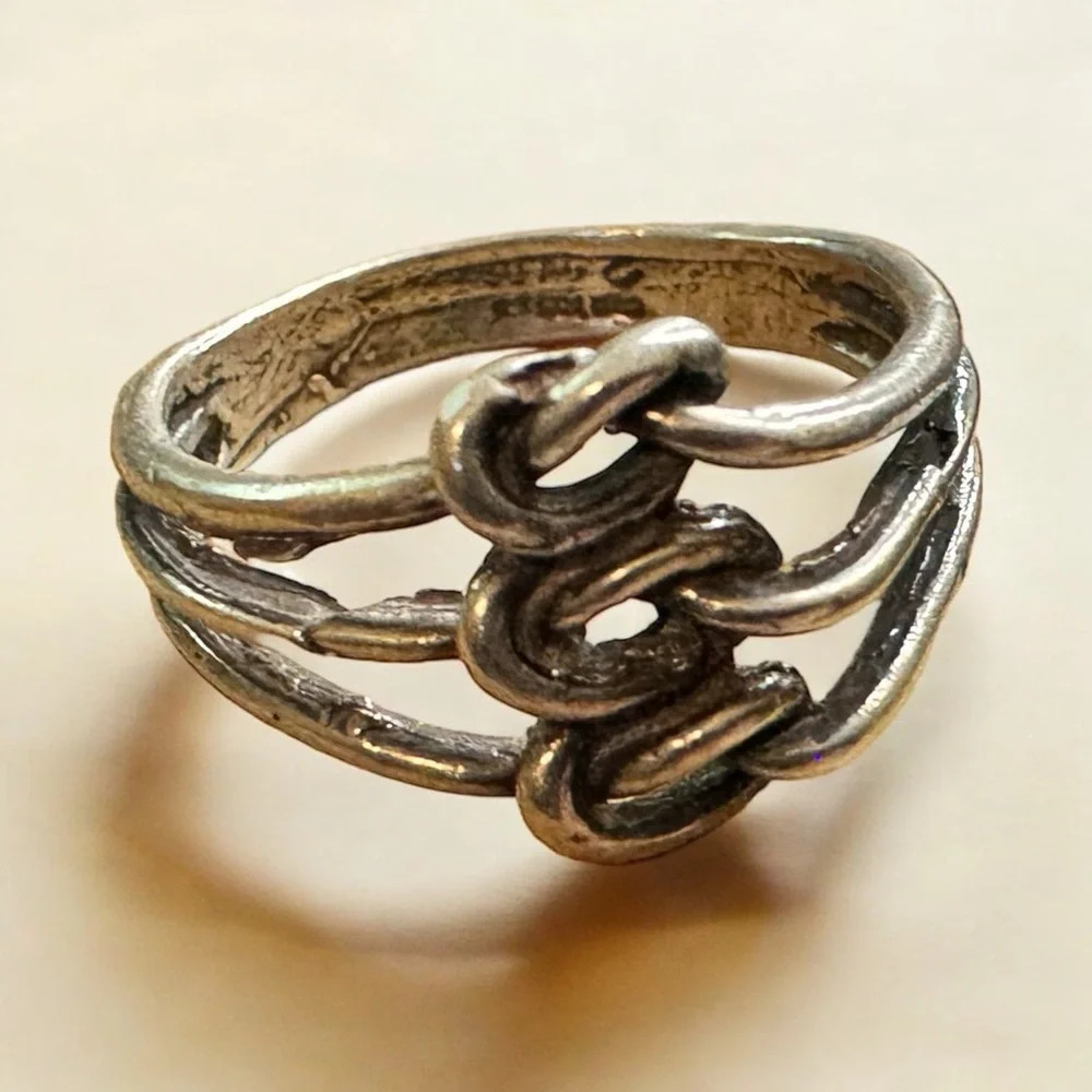 Antique Sterling Silver Triple Knot Ring (5.75)